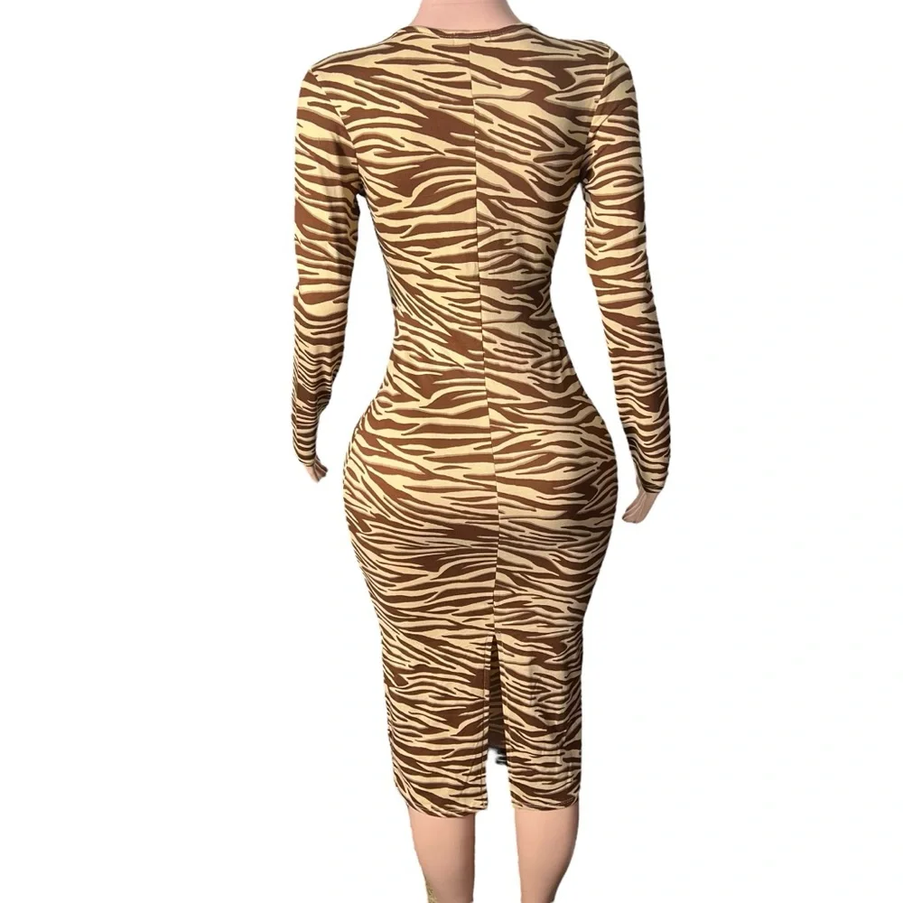 Brown Zebra Print Maxi Dress - Picture 4 of 5